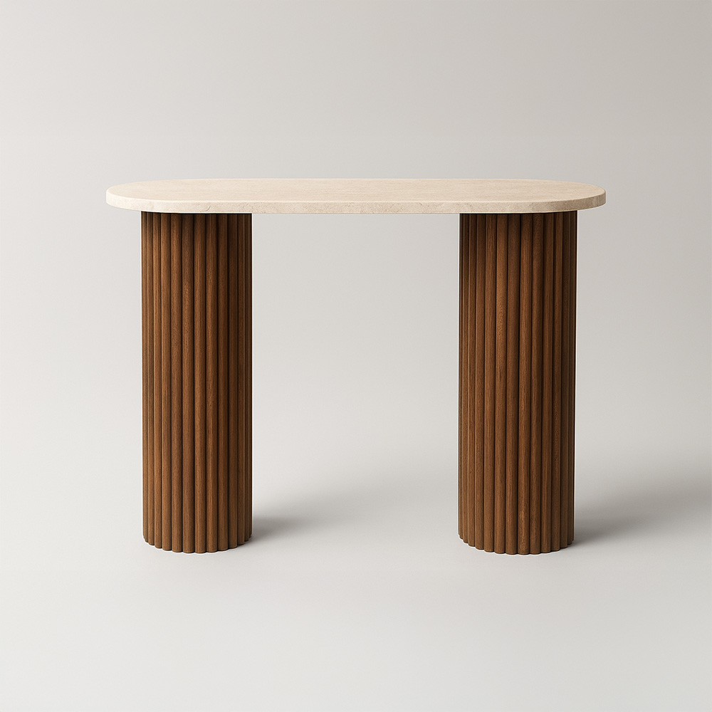 Console SEQUOIA en Travertin et Bois